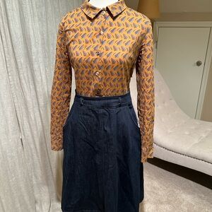 Shirt dress made in Italy, jeans skirt bottom and shirt top